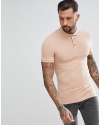ASOS DESIGN Muscle Fit Jersey Polo In Beige