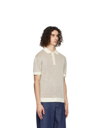 King and Tuckfield Off White And Brown Wool Ribbed Polo