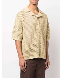 Nanushka Open Knit Short Sleeve Polo Shirt
