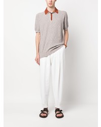 Z Zegna Short Sleeve Cotton Silk Polo Shirt