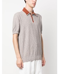 Z Zegna Short Sleeve Cotton Silk Polo Shirt