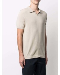 GREY DANIELE ALESSANDRINI Short Sleeved Cotton Polo Shirt