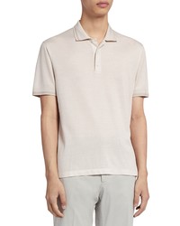 Zegna Silk Cotton Polo Shirt In Light Beige Solid At Nordstrom