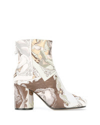 Beige Print Ankle Boots