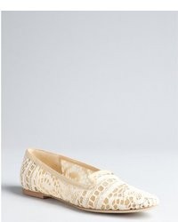 Dolce & Gabbana Ivory And Nude Mesh Crocheted Ballerina Pizzo Flats