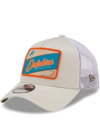 New Era Khakiwhite Miami Dolphins Happy Camper A Frame Trucker 9forty Snapback Hat At Nordstrom