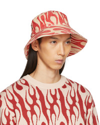 DOUBLE RAINBOUU Beige Red Flop Bucket Hat