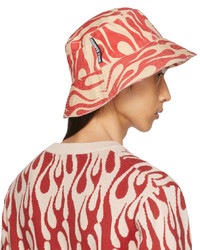 DOUBLE RAINBOUU Beige Red Flop Bucket Hat