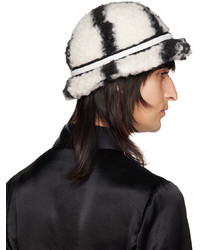 Anna Sui White Black Windowpane Bucket Hat