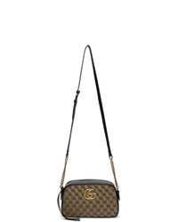 Gucci Beige And Black Small Gg Marmont Shoulder Bag