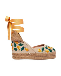 Castaner Carina 100 Embroidered Canvas Wedge Espadrilles