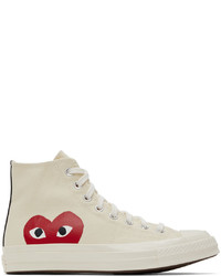 Comme Des Garcons Play Beige Converse Edition Half Heart Chuck 70 High Sneakers