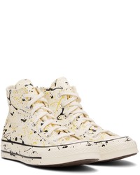 Converse Off White Paint Splatter Chuck 70 Hi Sneakers