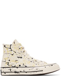 Converse Off White Paint Splatter Chuck 70 Hi Sneakers