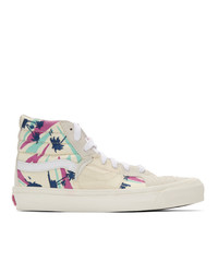 Vans White And Off White Embroidered Palm Sk8 Hi Bricolage Sneakers