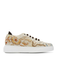 By Walid Beige Embroidered Sneakers
