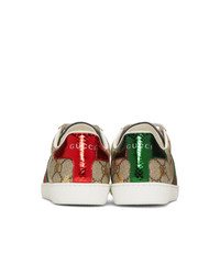 Gucci Beige Gg Bee Ace Sneakers