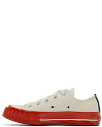 Comme Des Garcons Play Off White Red Converse Edition Chuck 70 Low Top Sneakers