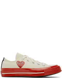 Comme Des Garcons Play Off White Red Converse Edition Chuck 70 Low Top Sneakers