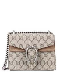 Gucci Dionysus Gg Supreme Mini Coated Canvas And Suede Shoulder Bag