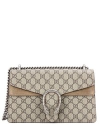 Gucci Dionysus Gg Supreme Small Coated Canvas And Suede Shoulder Bag