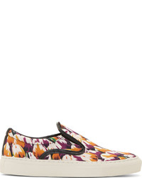 Beige Print Canvas Slip-on Sneakers