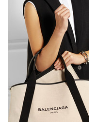 Balenciaga Cabas M Leather Trimmed Canvas Tote