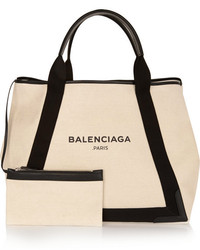 Balenciaga Cabas M Leather Trimmed Canvas Tote