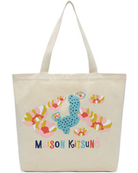 MAISON KITSUNE Maison Kitsun Ecru Ins Longevial Edition Cactus Tote