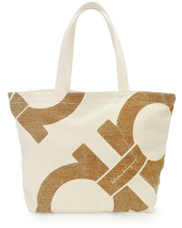 Salvatore Ferragamo Mustique Canvas Beach Bag Gray, $495, Bergdorf Goodman