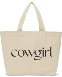 Cowgirl Blue Co Off White Black Canvas Logo Tote