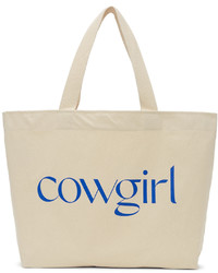 Cowgirl Blue Co Off White Blue Canvas Logo Tote