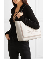 Tom Ford T Medium Med Printed Cotton Canvas Tote