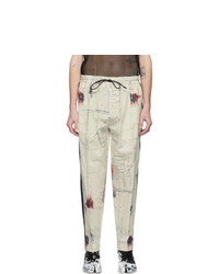 Isabel Benenato Off White Printed Tux Trousers