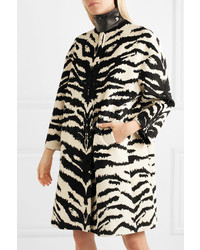 Alexander McQueen Leather Trimmed Zebra Jacquard Coat