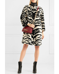 Alexander McQueen Leather Trimmed Zebra Jacquard Coat