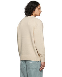 Dime Beige Letterman Knit Sweater