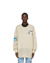 Raf Simons Beige Oversized Patch Sweater