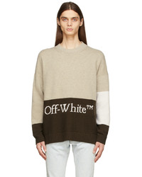 Off-White Brown Taupe Color Block Sweater