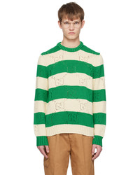 Gucci Green Off White Gg Stripe Sweater