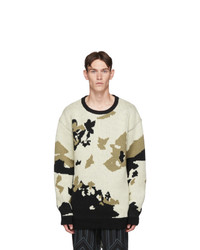 Bed J.W. Ford Off White And Black Wool Cow Knit Sweater