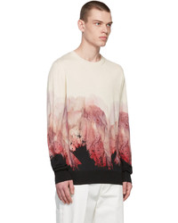Alexander McQueen Off White Flower Print Crewneck Sweater