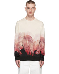 Alexander McQueen Off White Flower Print Crewneck Sweater