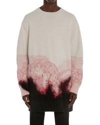 Alexander McQueen Oversize Intarsia Flower Wool Mohair Crewneck Sweater