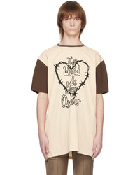 The World Is Your Oyster Beige Brown Thorny Heart T Shirt