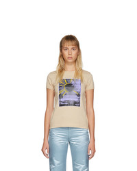 Marc Jacobs Beige Graphic Cap Sleeve T Shirt