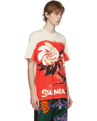 Marni Beige Red Printed Graphic T Shirt