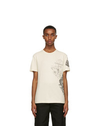 Alexander McQueen Beige Rose Sketch Print T Shirt