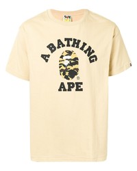A Bathing Ape College Camouflage Logo Print Cotton T Shirt