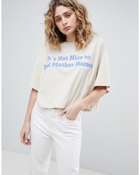 Weekday Cropped T Shirt With Logo